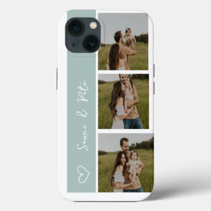 Couple names 3 photos collage grid I Phone case