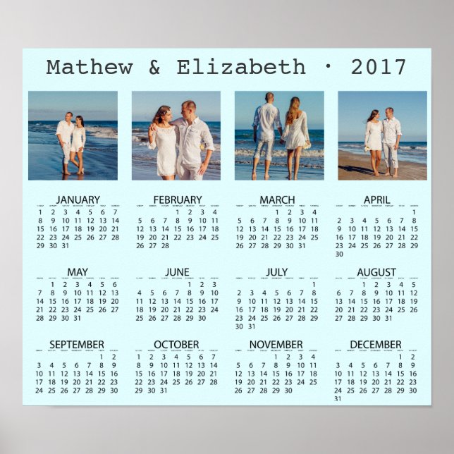 Couple Names and Photos | 2017 Photo Calendar Poster (Front)