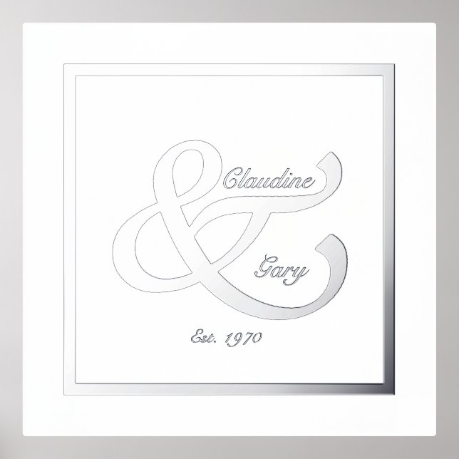 Couple Names & Date Foil Print Poster (Front)