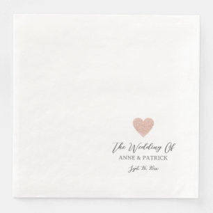 Couple Names Dusty Rose Wedding Heart Napkin