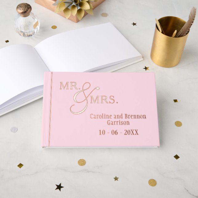 Couple Names Established Date Year Gold Guest Book (Front Open)