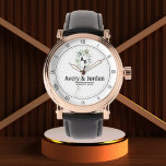 Couple Names Floral Monogram Watch<br><div class="desc">Couple Names Floral Monogram Watch – A beautifully designed personalized watch that blends bohemian charm with timeless elegance. Featuring delicate floral accents and a stylish monogram, this watch is perfect for couples celebrating love, weddings, anniversaries, or engagements. Customize it with your names, initials, and a special date to create a...</div>