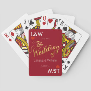couple names, love celebration, wedding red playing cards