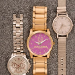 Couple Names Monogram Yellow & Pink Elegant  Watch<br><div class="desc">Couple Names Monogram Yellow & Pink Elegant Personalized Couple Names Monogram – Yellow & Pink Elegant Design Celebrate love with this beautifully designed Couple Names Monogram in a charming yellow and pink color combination. Perfect for weddings, anniversaries, or as a thoughtful romantic gift, this personalized monogram adds a special touch...</div>