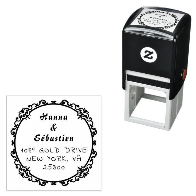 Couple Names Simple Typography Wedding Self-inking Stamp (In Situ)