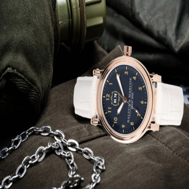 Couple names vintage elegant monogram  watch (Creator Uploaded)