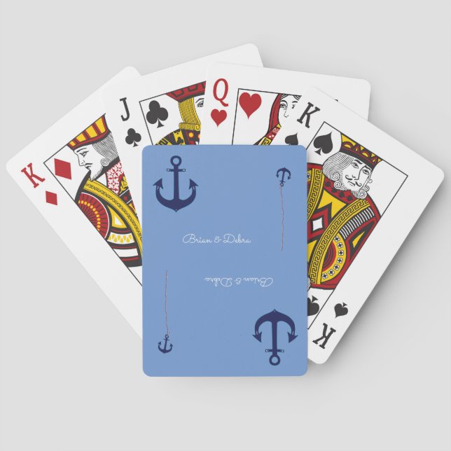couple names with anchors blue playing cards (Back)
