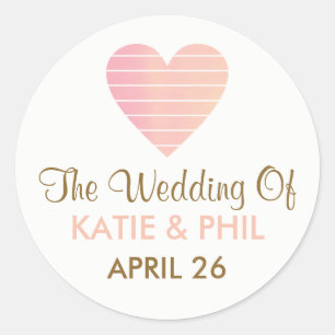 couple names with pink heart, a love classic round sticker