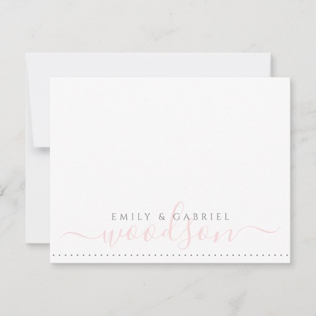 Couple Newlyweds Name Wedding Monogram Pink Script Card (Front)