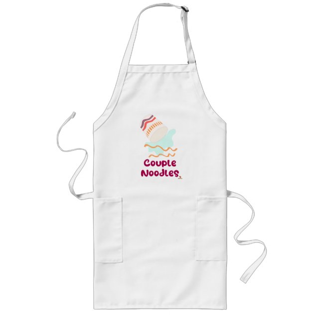 Couple Noodles Funny Ramen Cup Cartoon Long Apron (Front)
