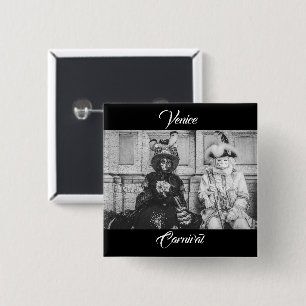 Couple of carnival masks in Venice 15 Cm Square Badge