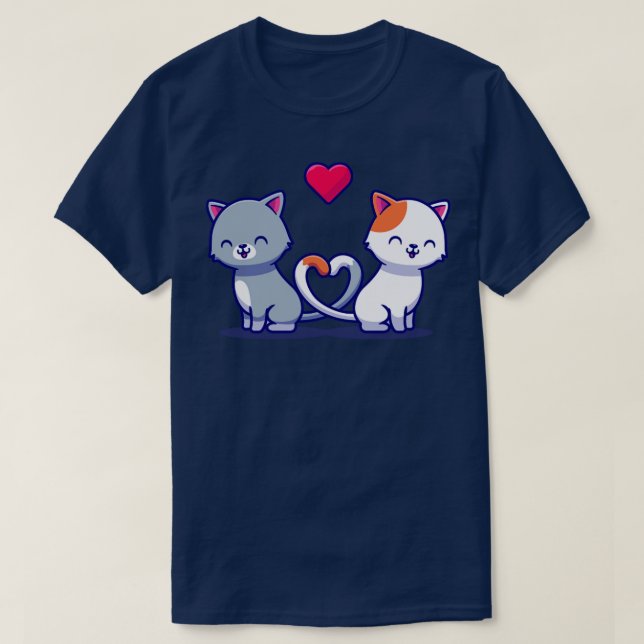 Couple Of Cat Cartoon2 T-Shirt (Design Front)