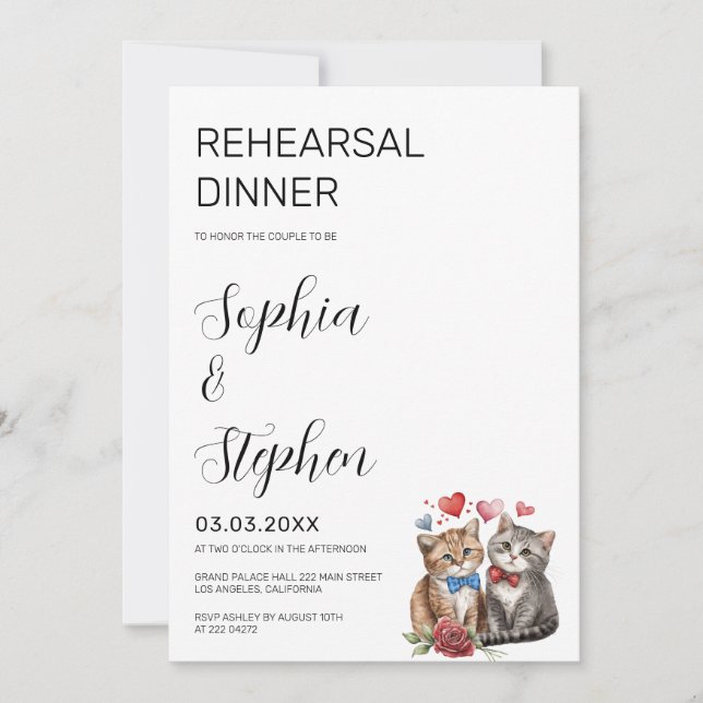 Couple of Cats in Love Rehearsal   Invitation (Front)