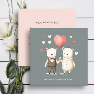 Couple of cute bears Valentine's Day  Holiday Card