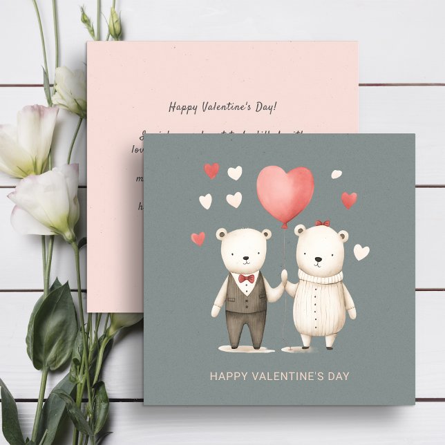Couple of cute bears Valentine's Day  Holiday Card (Creator Uploaded)
