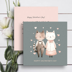 Couple of cute cats Valentine's Day  Holiday Card