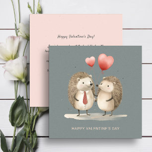 Couple of cute hedgehogs Valentine's Day  Holiday Card