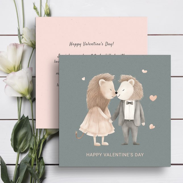 Couple of cute lions Valentine's Day  Holiday Card (Creator Uploaded)