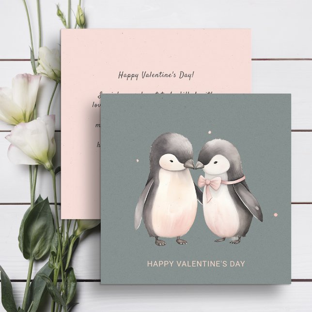 Couple of cute penguins Valentine's Day  Holiday Card (Creator Uploaded)