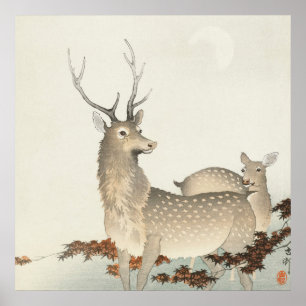 Couple of Deers by Ohara Koson Poster
