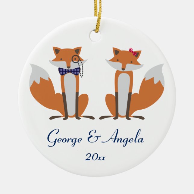 Couple of foxes christmas tree ornament (Front)
