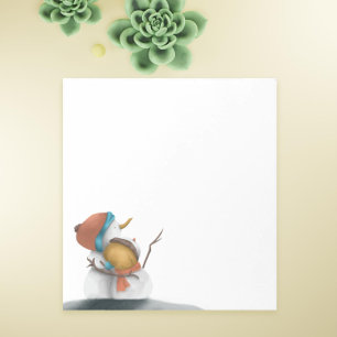 Couple of snowmen giving hugs winter holiday notepad