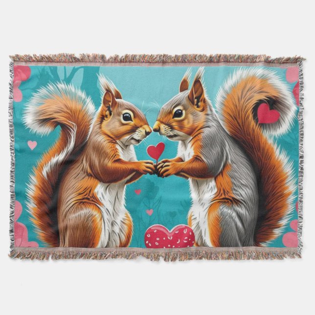 Couple of Squirrels In love Throw Blanket (Front)