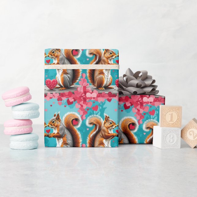 Couple of Squirrels In love Wrapping Paper (Baby Shower)