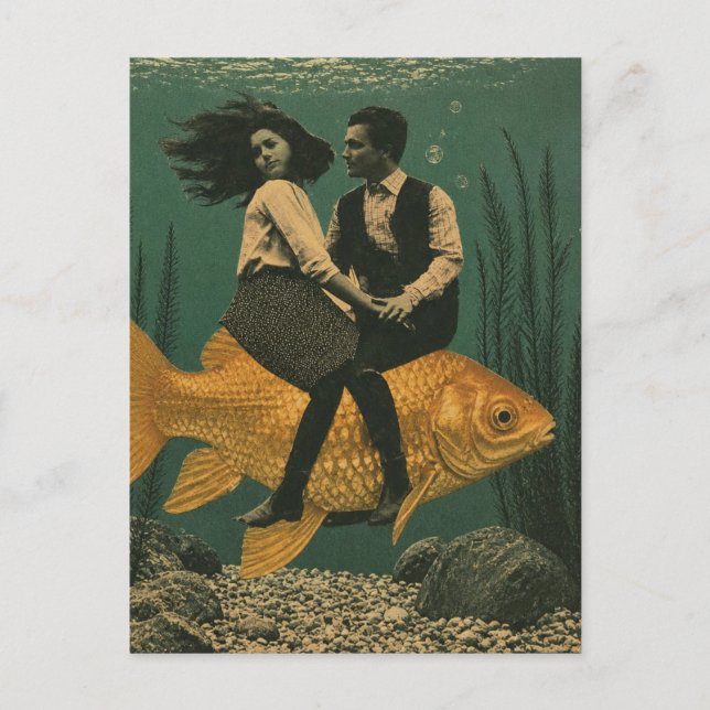 Couple on a Goldfish Fantasy Postcard (Front)