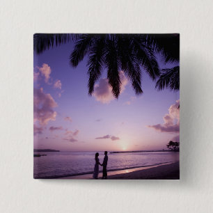 Couple on beach, Windjammer Landing, St. Lucia 15 Cm Square Badge