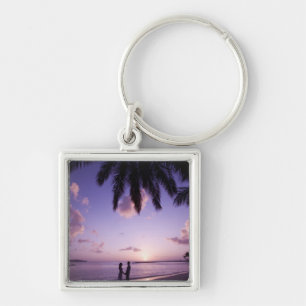 Couple on beach, Windjammer Landing, St. Lucia Key Ring