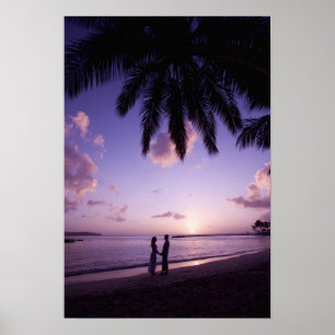 Couple on beach, Windjammer Landing, St. Lucia Poster