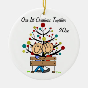 Couple on Bench Personalised Holiday Ornament