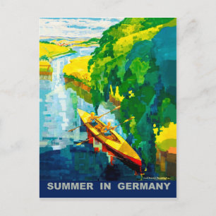 Couple on kayak on river in Germany, during summer Postcard