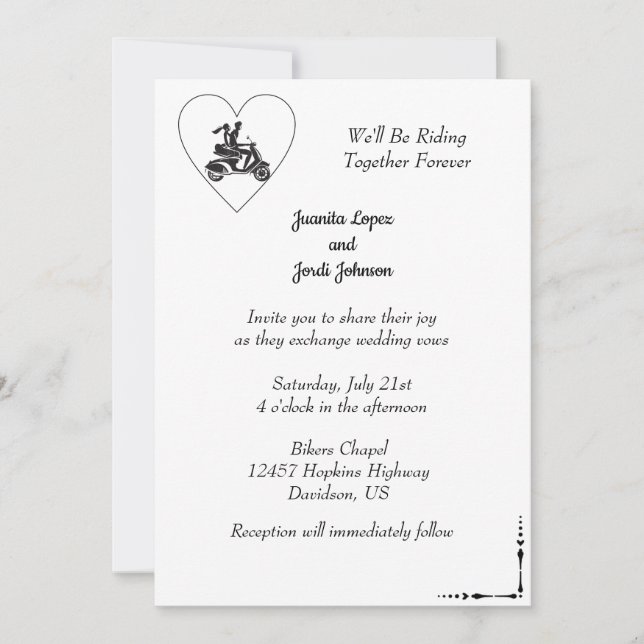 Couple on Motorcycle Wedding Invitation (Front)