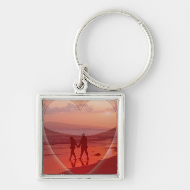 Couple on the Beach Valentine Key Ring (Front)