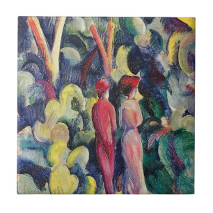 Couple on the Forest Track by August Macke Ceramic Tile