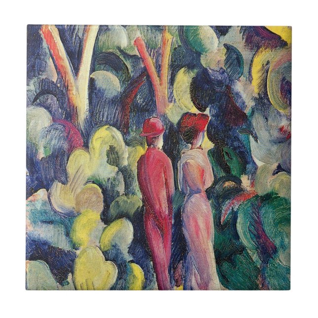 Couple on the Forest Track by August Macke Ceramic Tile (Front)