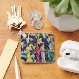 Couple on the Forest Track by August Macke Key Ring