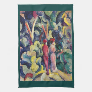 Couple on the Forest Track by August Macke Tea Towel