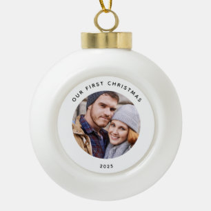 Couple Our First Christmas Photo  Ceramic Ball Christmas Ornament