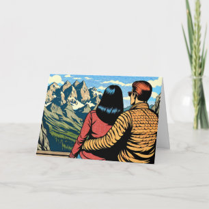 Couple overlooking a Scenic View Anniversary Card