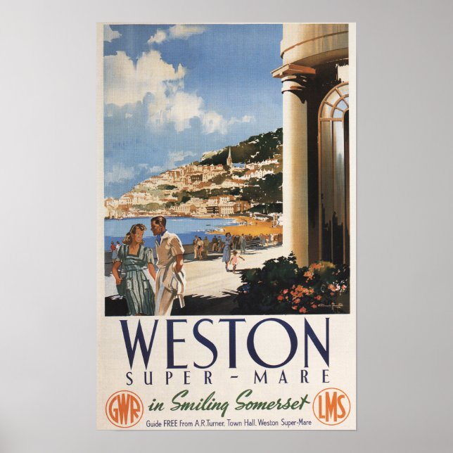 Couple Overlooking Coast Railway Poster (Front)