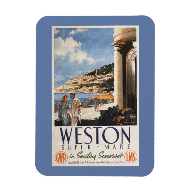 Couple Overlooking Coast Railway Poster Magnet (Vertical)