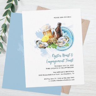 Couple Oyster Roast Engagement Toast Seafood Party Invitation