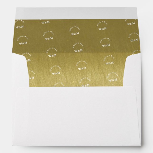 couple pattern of monograms - mr. mrs. names, gold envelope (Back (Bottom))