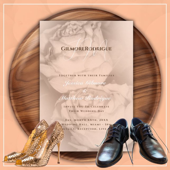Couple Peach Roses Invitation (Creator Uploaded)