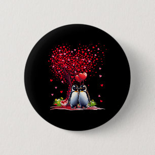 Couple Penguins Cotume Valentine's Day Tree Cute H 6 Cm Round Badge