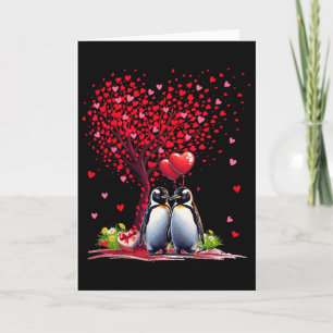Couple Penguins Cotume Valentine's Day Tree Cute H Card
