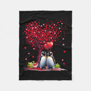 Couple Penguins Cotume Valentine's Day Tree Cute H Fleece Blanket